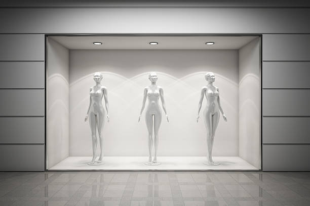 Boutique display window Boutique display window with mannequins store window stock pictures, royalty-free photos & images