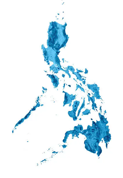 3D render and image composing: Topographic Map of the Republic of the Philippines. Isolated on White. High quality relief structure!