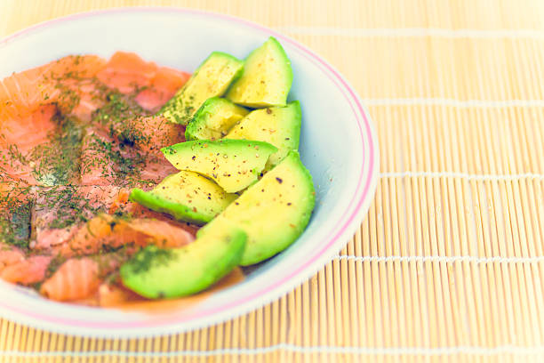 healthy recipes: avocado, smoked salmon and spices
