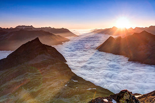 Tirol view at sunrise stock photo