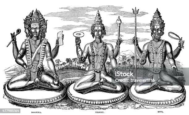 Hindu Gods Brahma Vishnu And Siva Stock Illustration - Download Image Now - Shiva, Brahma, Vishnu