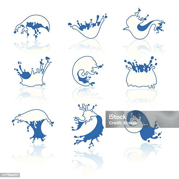Splashing Waves And Water With Reflection Stock Illustration - Download Image Now - Abstract, Blue, Clip Art