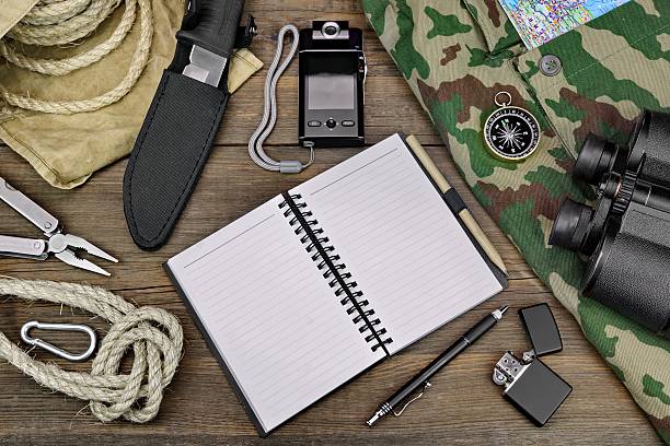 istock Desktop With Large Group Of  Objects For Travel 477989048