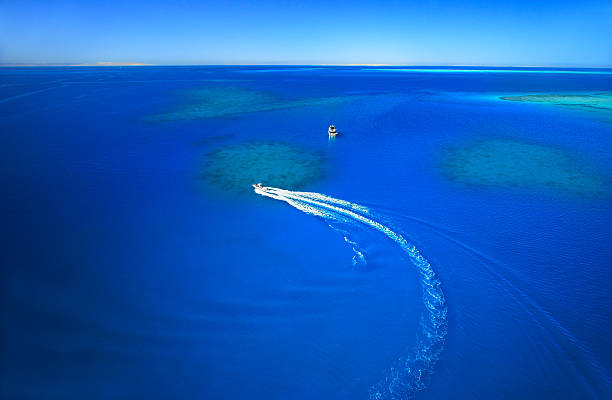 Seascape with single speedboat