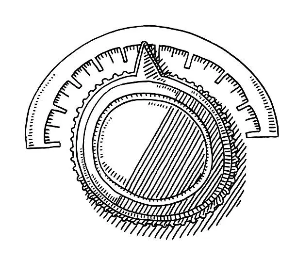 Vector illustration of Round Adjustment Knob Drawing