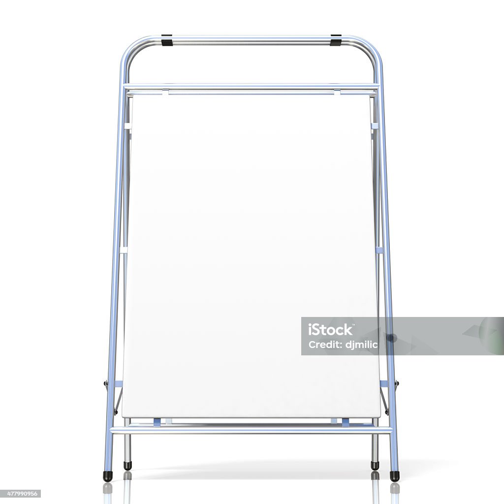 Metal advertising stand, with copy space board. Front view Metal advertising stand, with copy space board. Front view. 3D illustration isolated on white background 2015 Stock Photo