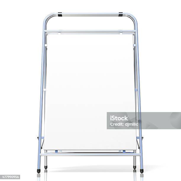 Metal Advertising Stand With Copy Space Board Front View Stock Photo - Download Image Now