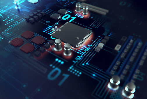 Futuristic Blue Circuit Board Background Illustration Stock Photo -  Download Image Now - iStock
