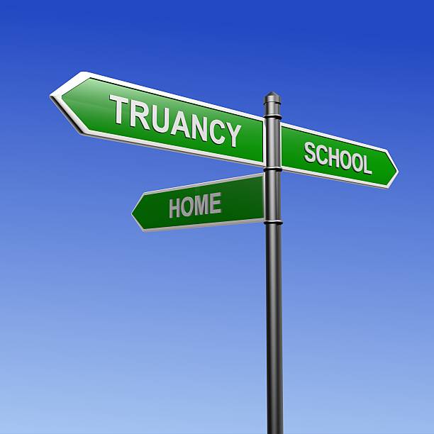 Truancy guidepost stock photo