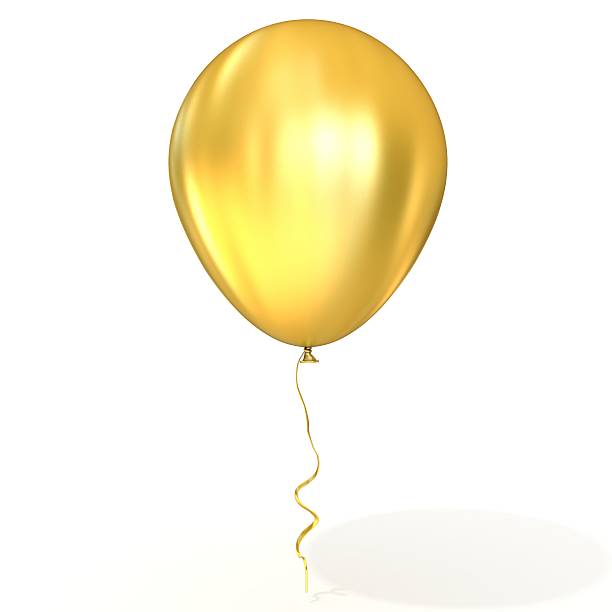 istock Golden balloon with ribbon, isolated on white background 477994722