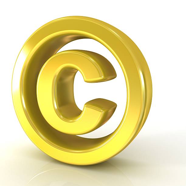 istock Copyright symbol 3d golden isolated on white background 477994730