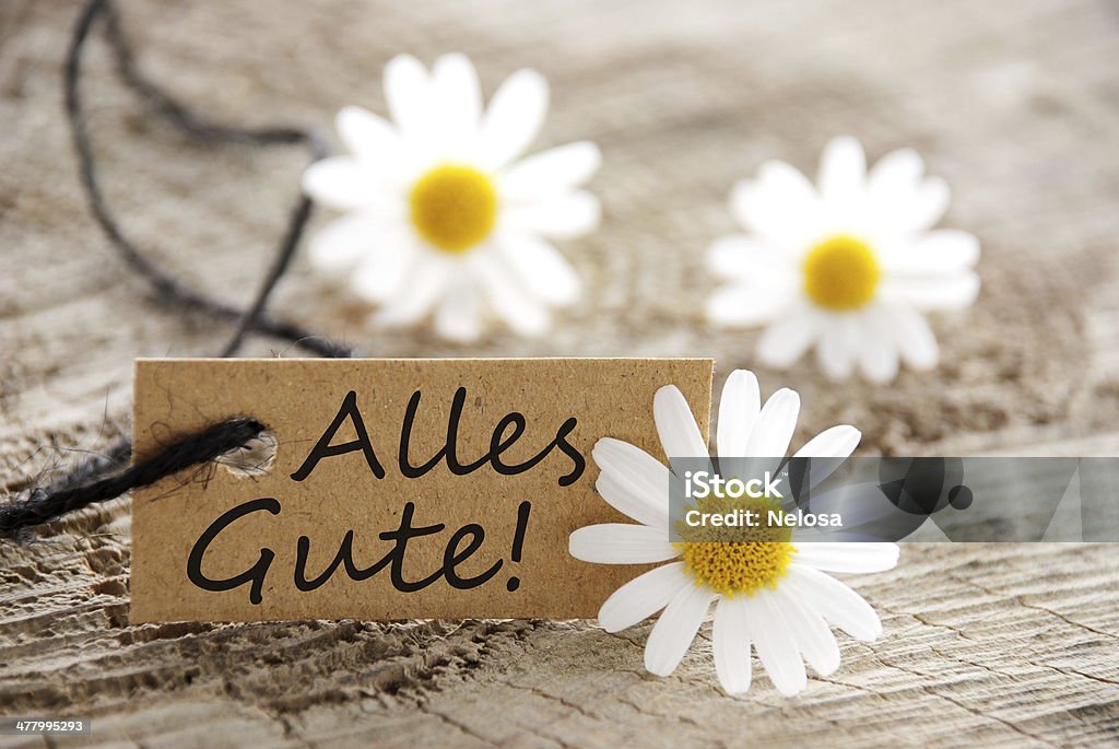 Etichetta cercando naturale con Alles Gute! - Foto stock royalty-free di Cartolina di buon compleanno