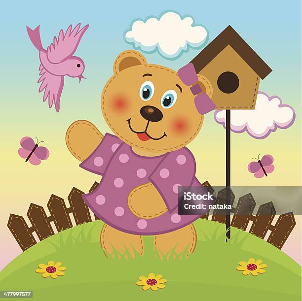 Bear Girl Füttern Vögel Stock Vektor Art und mehr Bilder von Baby - Baby, Bildhintergrund, Blume