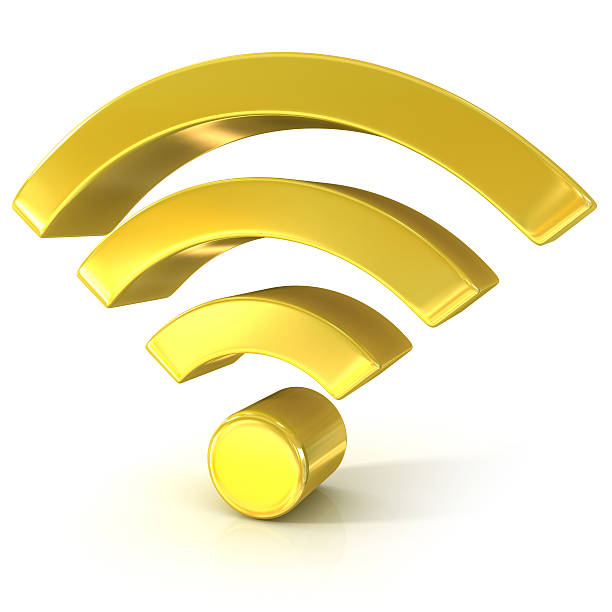 istock Wireless network 3d golden sign isolated on white background 477998716