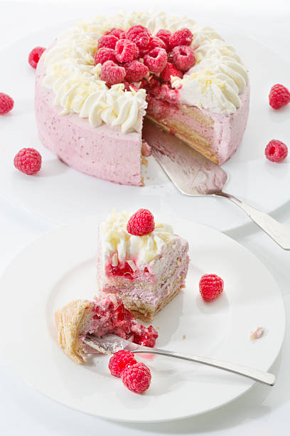 istock Raspberry-cream cake, piece of cake on plate 478002098