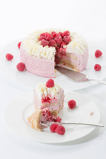 istock Raspberry-cream cake, piece of cake on plate 478002100