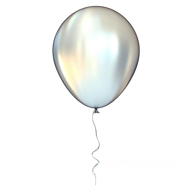 istock Chrome, silver, metallic balloon with ribbon, isolated on white background 478002754