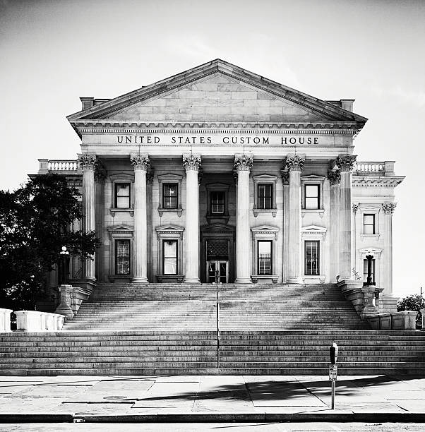istock US custom house in Charleston black and white 478003533