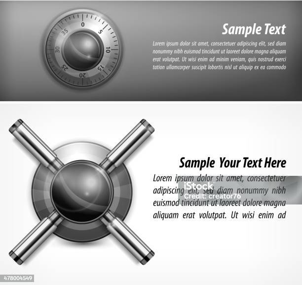 Sicheres Schließen Und Text Stock Vektor Art und mehr Bilder von Banktresor - Banktresor, Safe, Safeschloss