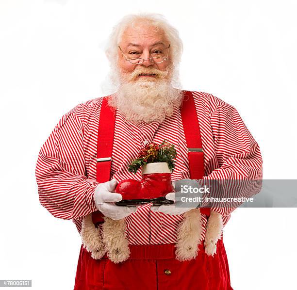 Foto Vintage Reale Di Babbo Natale Tenendo Un Stivale Rosso - Fotografie stock e altre immagini di Babbo Natale