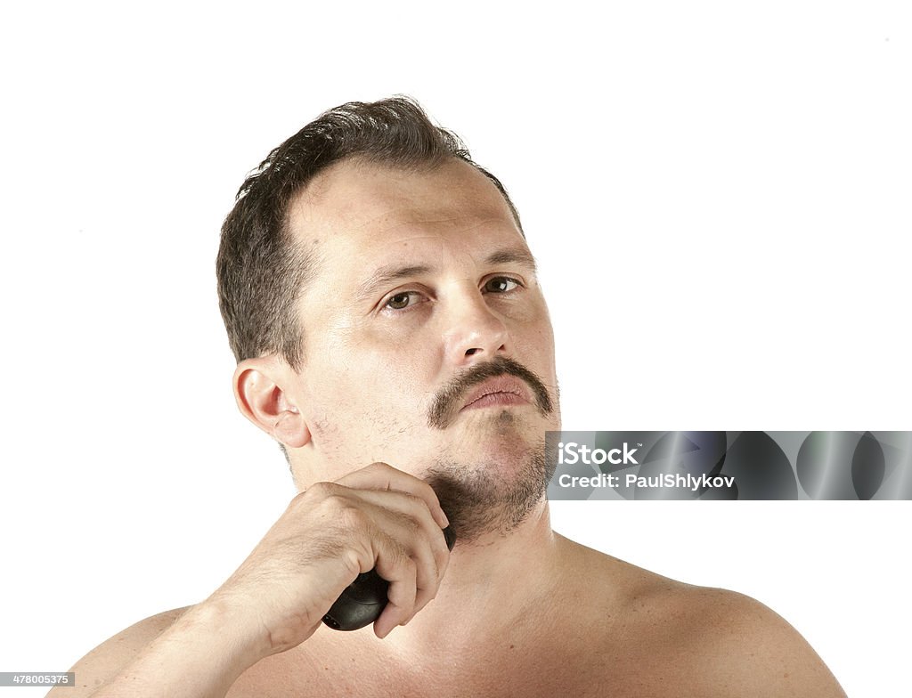 Rosto de homem de barba com barbeador elétrico - Foto de stock de Adulto royalty-free