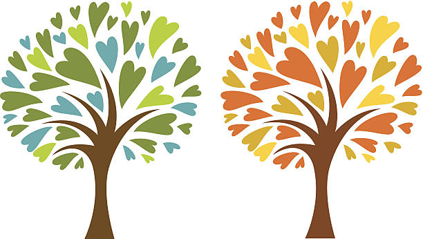 Love trees:  spring and fall vector art illustration