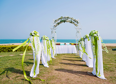 Tropical beach wedding ceremony.