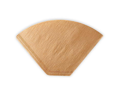 Brown Coffee filter isolated with drop shadow