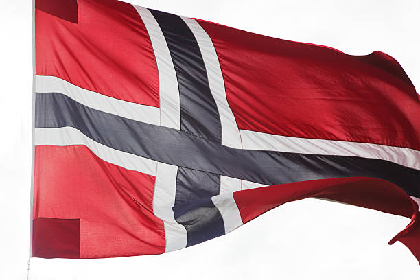 istock Norwegian flag in red white and blue. 478007117