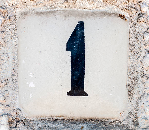 istock Sign with a number one on an old whitewashed wall 478007198