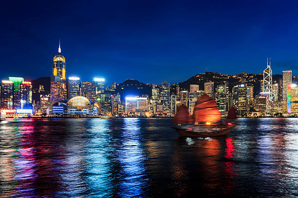 istock Chinese Sailing Junk and Victoria Harbour, Hong Kong 478008100