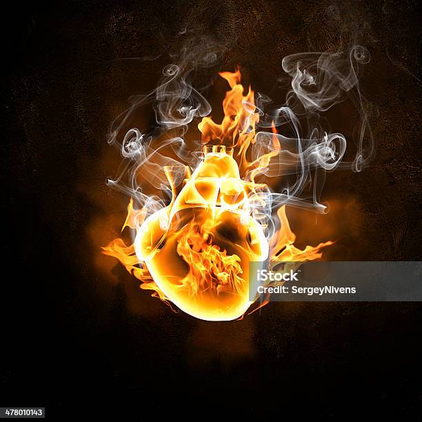 Human Heart In Fire Flames Stock Photo - Download Image Now - Flame, Burning, Fire - Natural Phenomenon