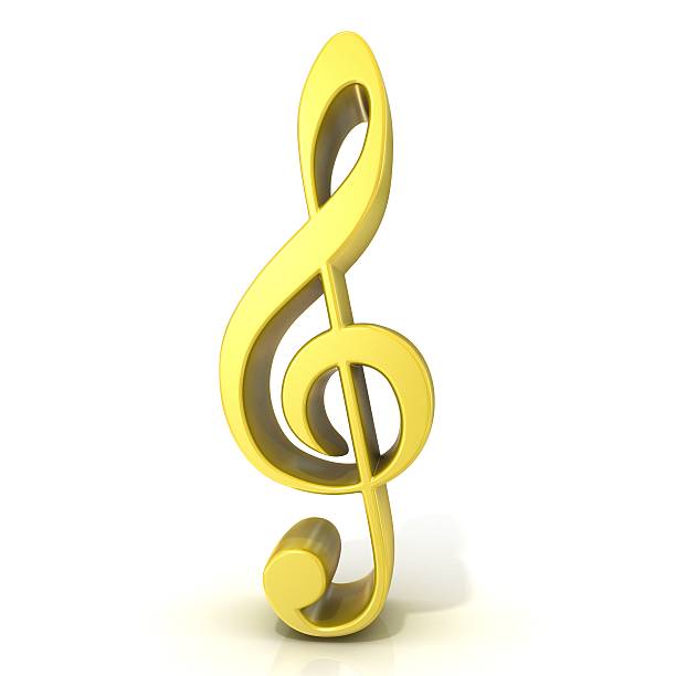 istock Golden treble clef isolated on white background 478011258