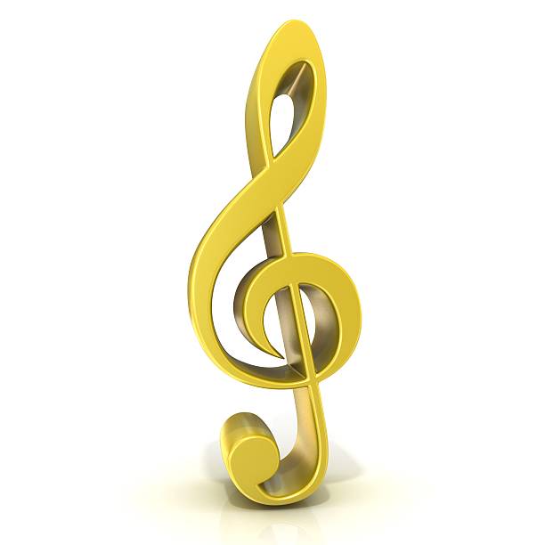 istock Golden treble clef isolated on white background 478011270