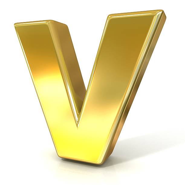 istock Golden font collection letter - V 478011364