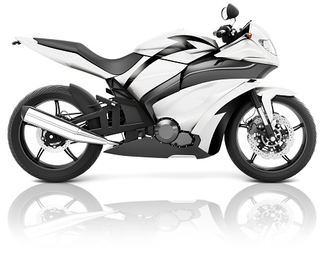Motorcycle Motorbike Bike Riding Rider Contemporary White Concept. our own 3D generic design