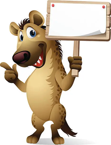 Vector illustration of Cartoon Hyena - Sign