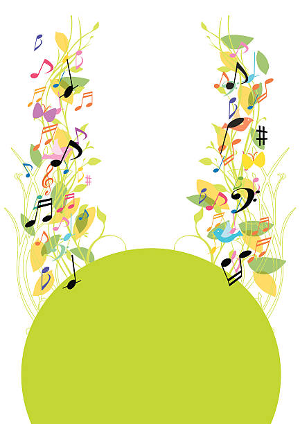 zabawa uwagi na zielonym tle - musical note treble clef music vector stock illustrations