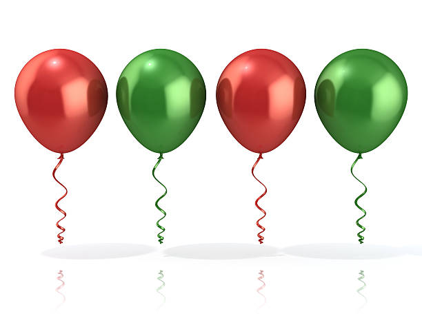 istock Red and green balloons, isolated on white background 478016430
