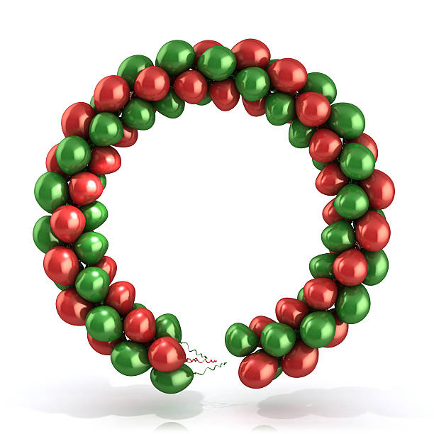 istock Red and green balloons wreath, isolated on white 478016444