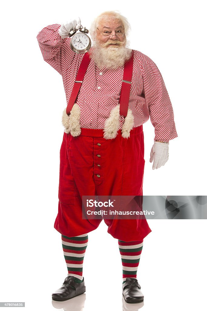 Photos Vintage vrai père Noël tenant réveil avec connexion MP3 - Photo de Adulte libre de droits