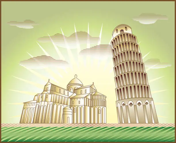 Vector illustration of Leaning Tower of Pisa