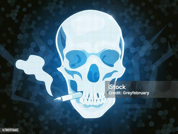 Знак Место Курения Skull — стоковые фотографии и другие картинки ПСА - ПСА, Светящийся, Сигарета