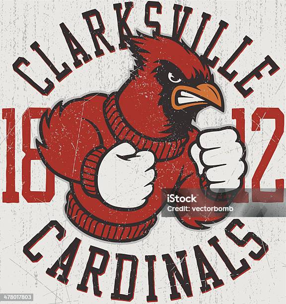 Retro Cardinals Mascot Design Stock Illustration - Download Image Now - Cardinal - Bird, Mascot, Muscular Build