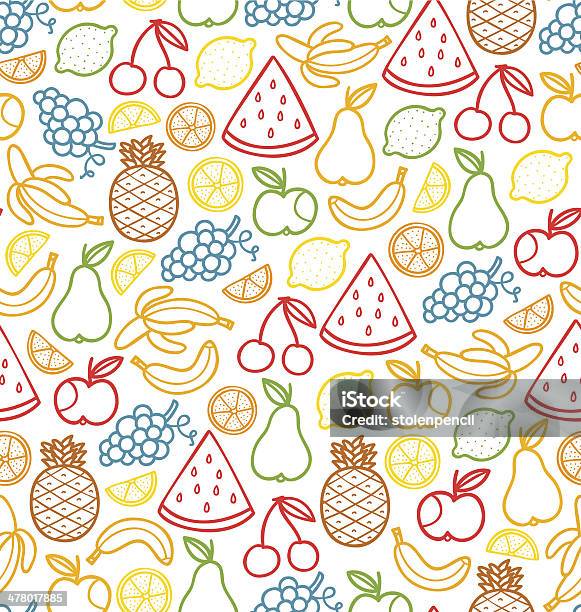 과일 낙서 패턴 0명에 대한 스톡 벡터 아트 및 기타 이미지 - 0명, 건강한 생활방식, 과일