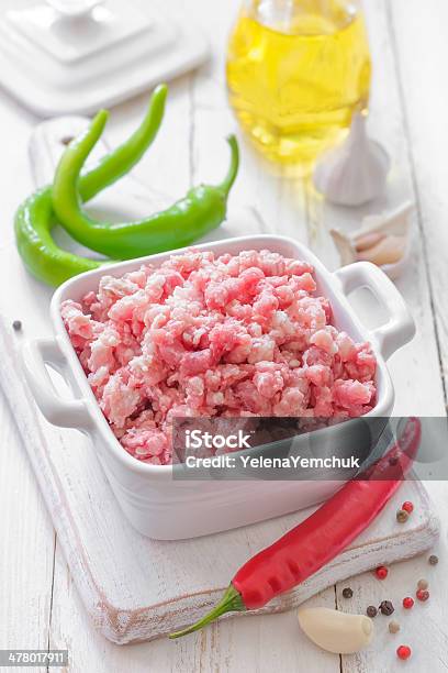 Carne Picada Foto de stock y más banco de imágenes de Ajo - Ajo, Alimento, Blanco - Color