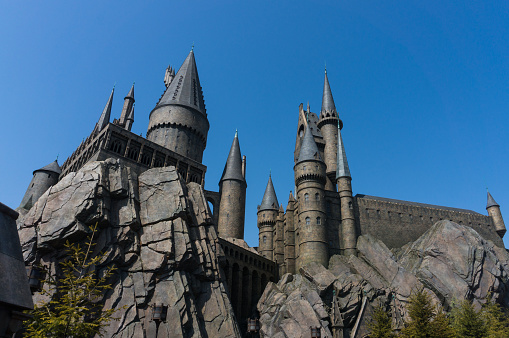 Osaka, Japan - Mar 17, 2015 : Photo of Hogwarts School of Witchcraft and Wizardry replica at The Wizarding World of Harry Potter Attraction, Universal Studio, Osaka, Japan.