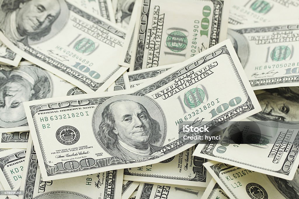 Hintergrund mit Geld amerikanischen hundert Dollar Rechnungen-horizontal - Lizenzfrei Millionär Stock-Foto