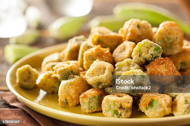 Organic Homemade Fried Green Okra Stock Photo - Download Image Now - Okra, Fried, Seed
