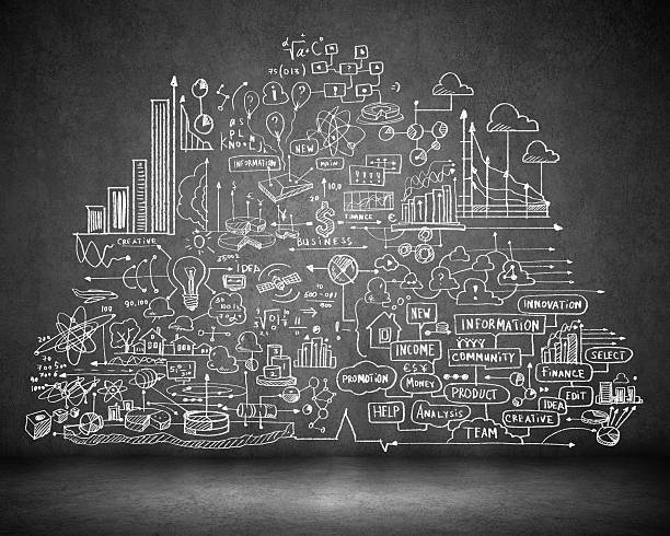 istock Business sketch on black wall 478018539